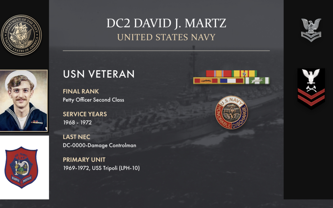 Service Reflections of DC2 David J. Martz, U.S. Navy (1968-1972)